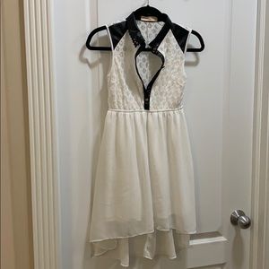 BOGO White & Black Lace & Leather Look Tunic